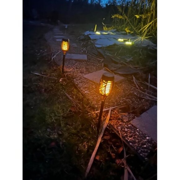 Solar Flame Torch Lights for Garden Decor, 12Pack Solar Lights Outdoor - Picture 2 of 3